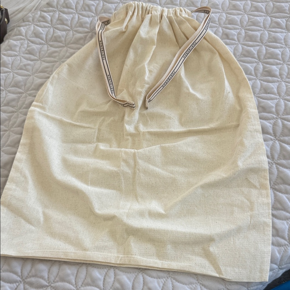 Tory Burch Natural Canvas Dust Bag with Logo Strap